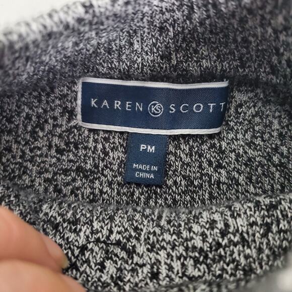 Karen Scott Womens Size PM Mock Neck Gray Sweater in Luxsoft - Picture 6 of 9
